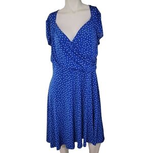 Leota Blue & White Polka Dot Dress Fit & Flare Sweetheart Neckline Size